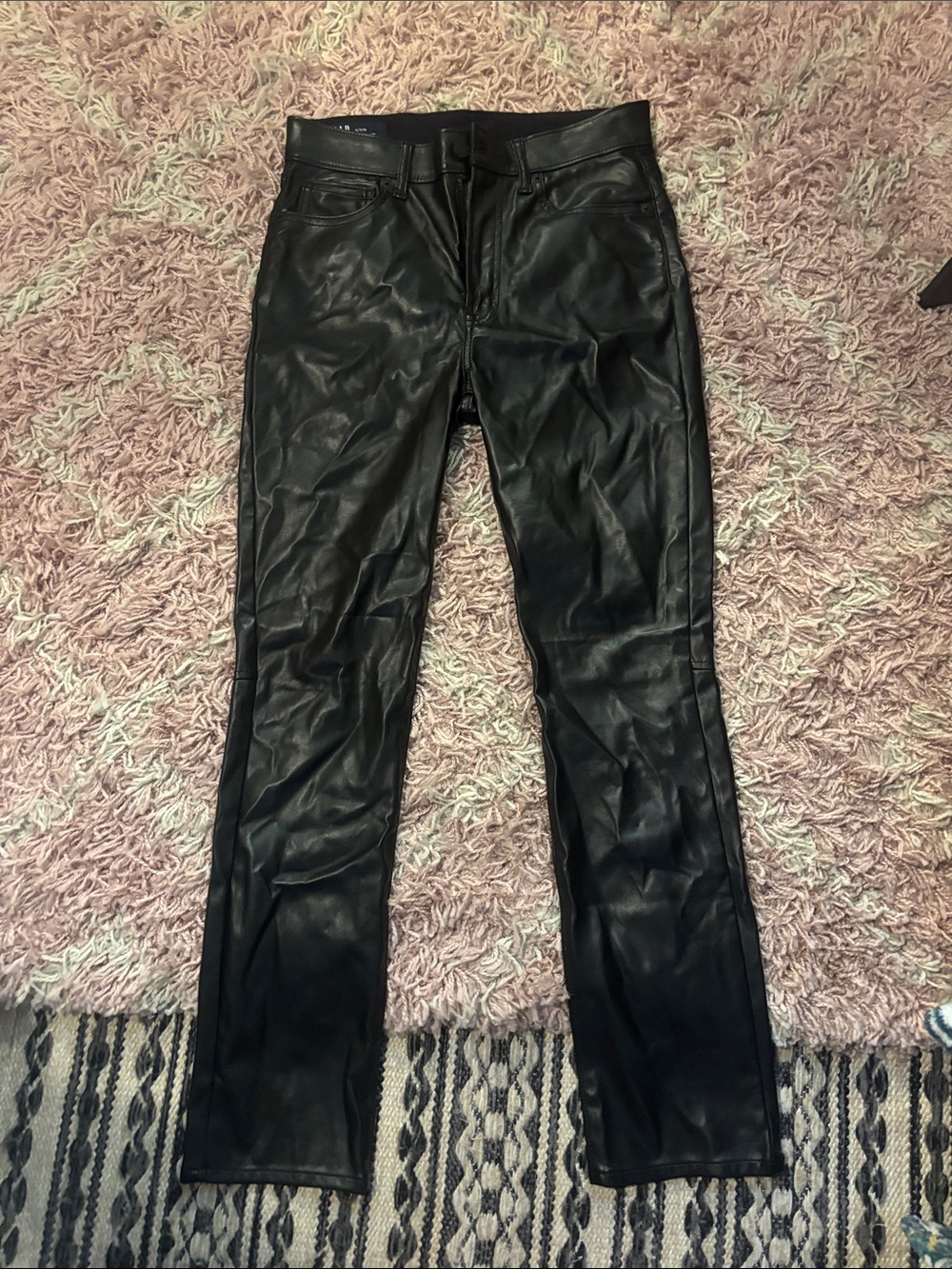 Gap Leather Straight Leg Jeans